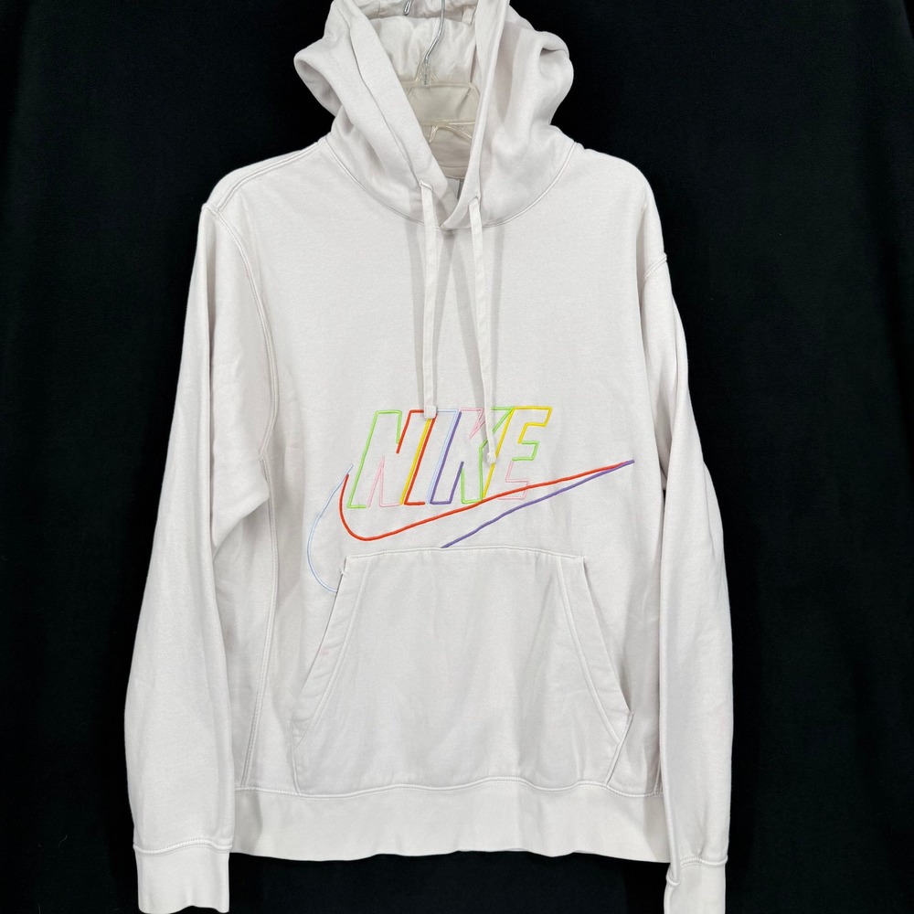 Nike Mens Sportswear Club Fleece Hoodie White Swoosh Logo DX0541-030 Large